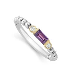Amethyst and Diamond Stacking Ring