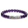 Amethyst Silver Station Bead Bracelet