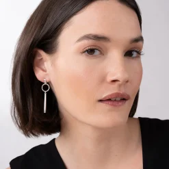 Beaded Circle Diamond Drop Earrings