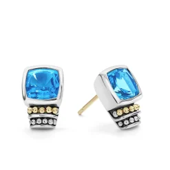 Bezel-Set Swiss Blue Topaz Stud Earrings