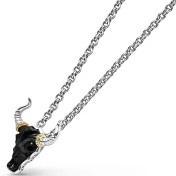Black Agate Long Horn Pendant