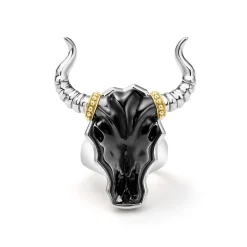 Black Agate Long Horn Ring