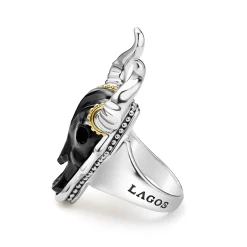 Black Agate Long Horn Ring