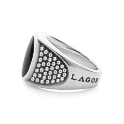 Black Agate Oval Band Ring