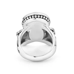 Black Agate Skull and Bones Statement Ring