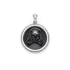 Black Agate Skull Crossbone Amulet