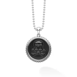 Black Agate Skull Crossbone Amulet Necklace