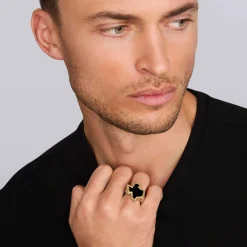 Black Agate Texas State Ring