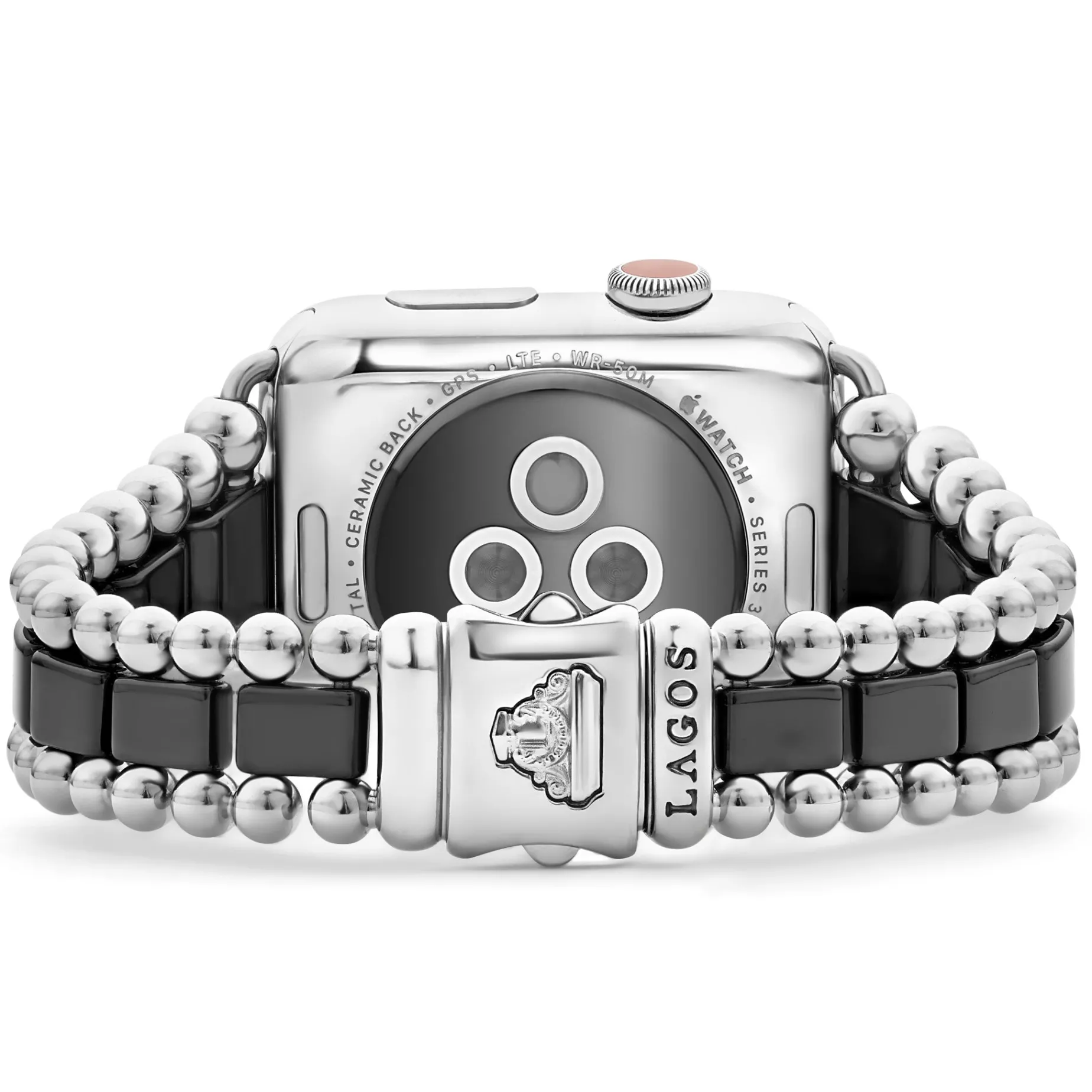Black Ceramic and Stainless Steel Watch Bracelet-42-49mm