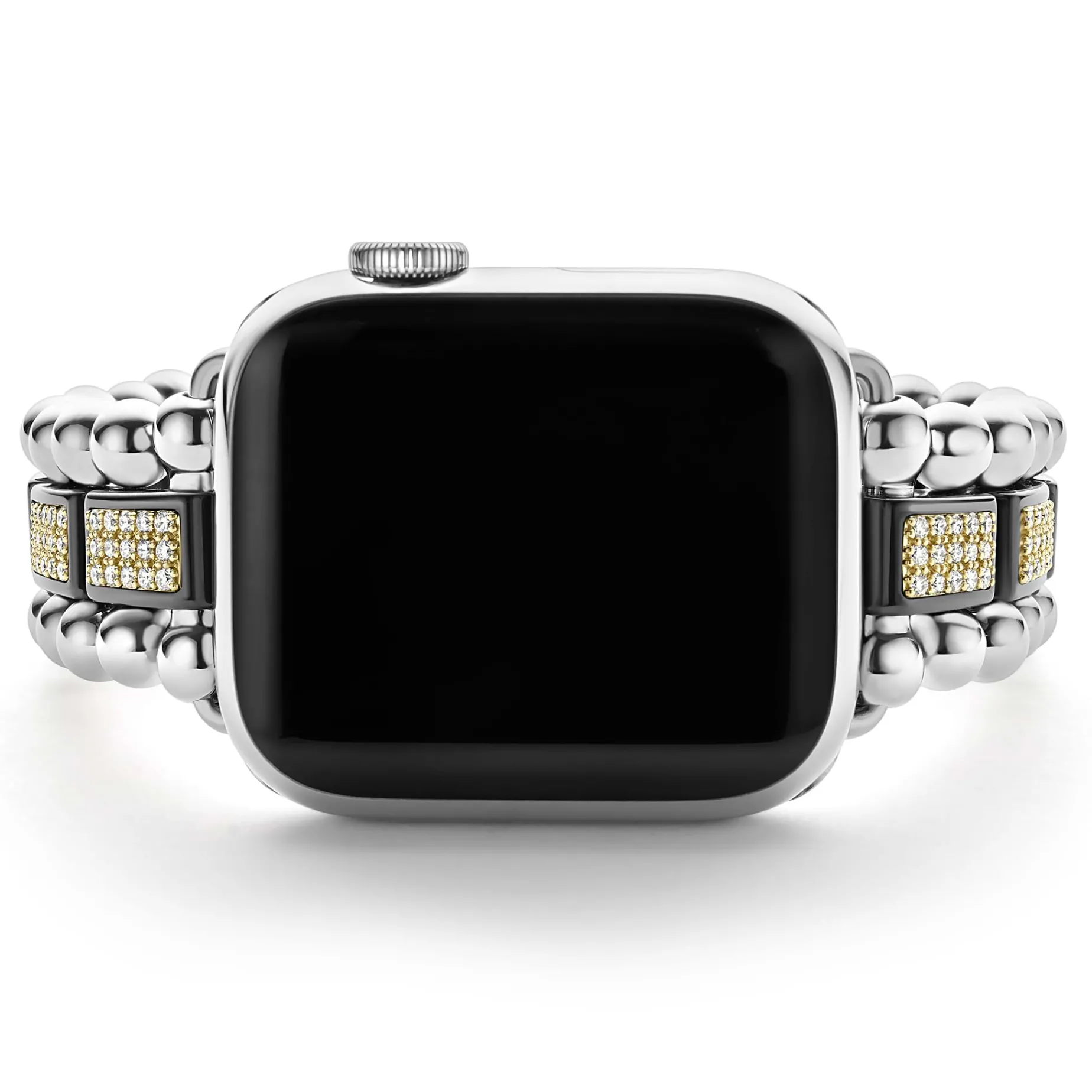 Black Ceramic Half Diamond Watch Bracelet-38-45mm
