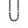 Black Pearl Gold Station Bead Necklace