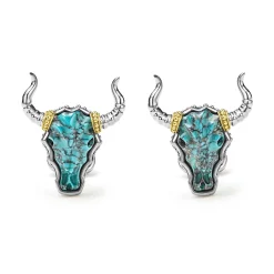 Black Turquoise Long Horn Cufflinks