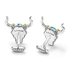 Black Turquoise Long Horn Cufflinks