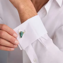 Black Turquoise Long Horn Cufflinks