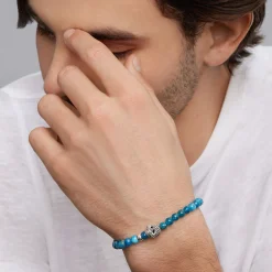 Blue Apatite Skull Bracelet