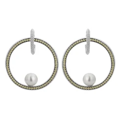 Caviar Hoop Pearl Earrings