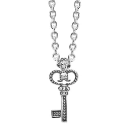 Caviar Key Diamond Pendant Necklace