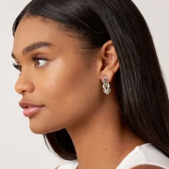Caviar Knot Diamond Drop Earrings