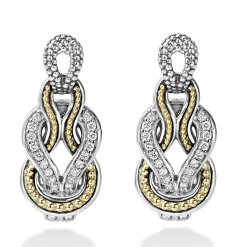 Caviar Knot Diamond Drop Earrings