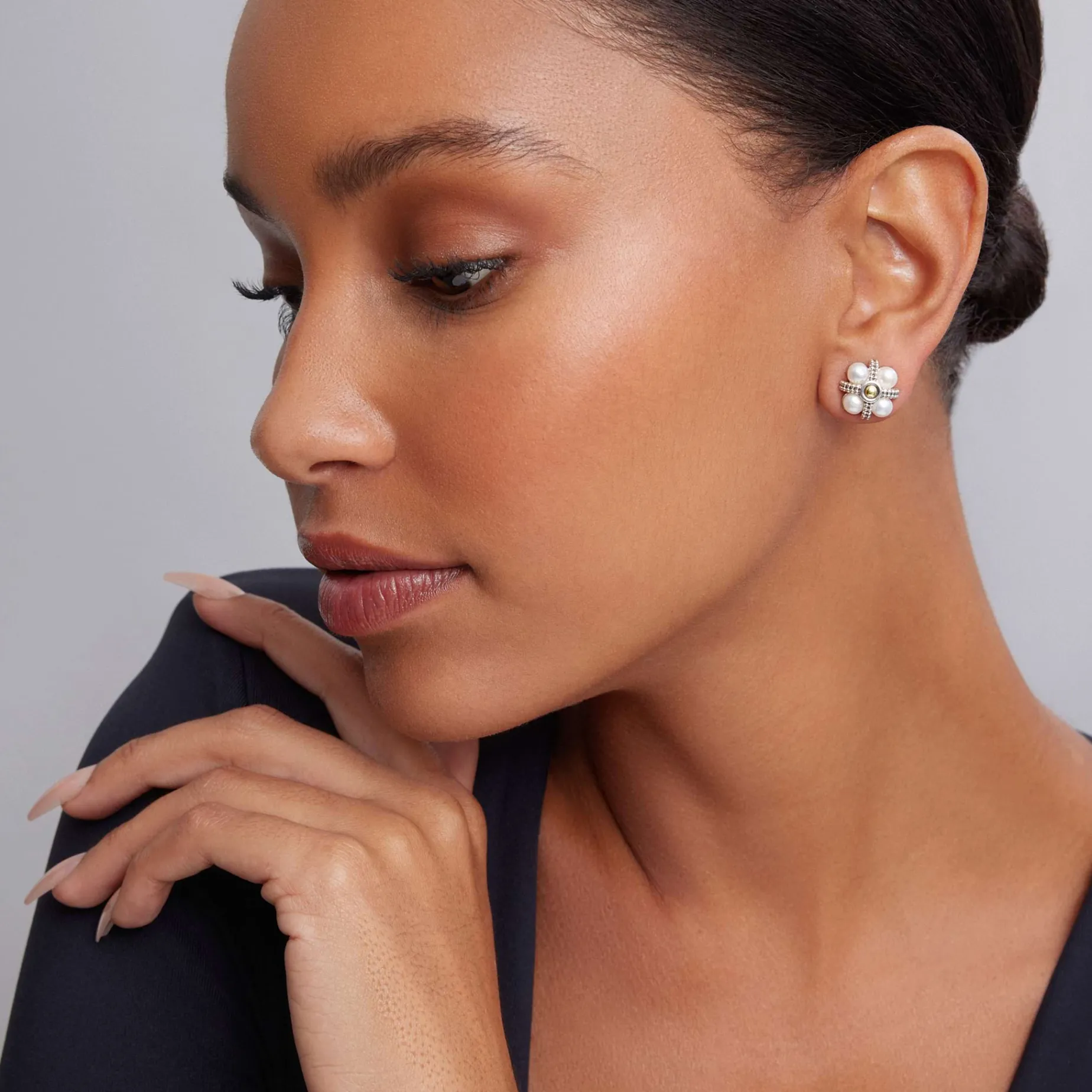 Caviar Pearl Stud Earrings