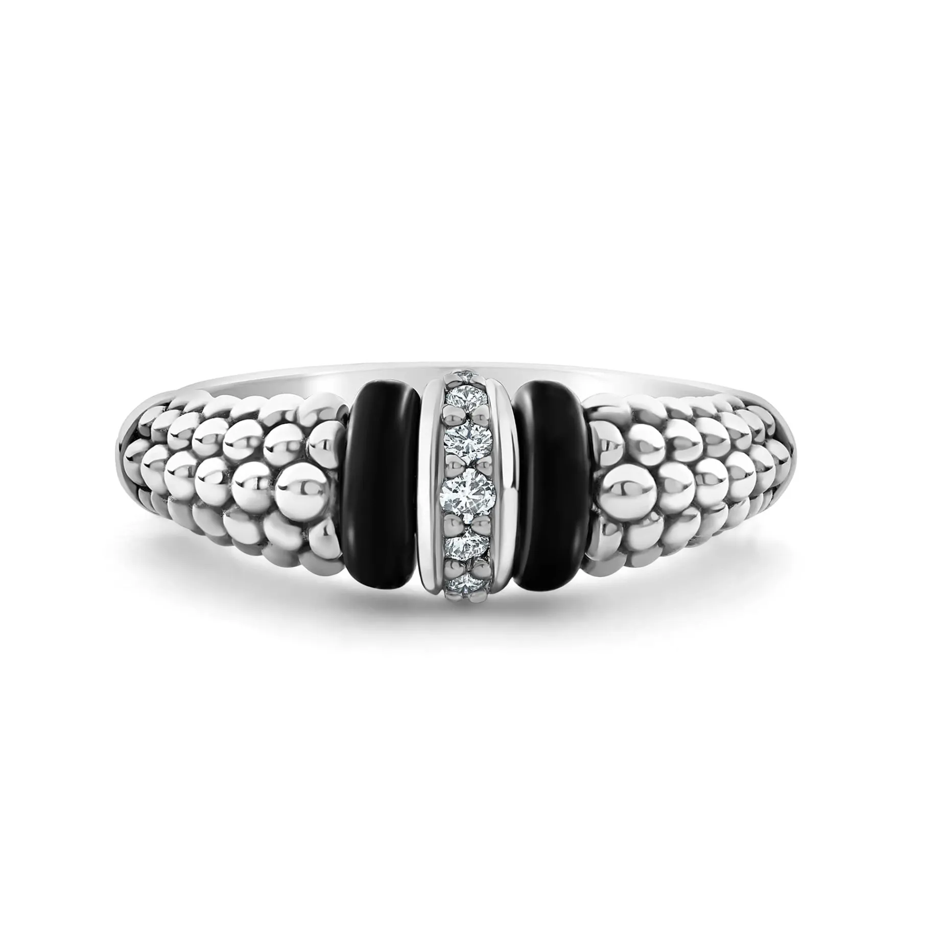 Ceramic and Caviar Diamond Ring
