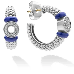 Ceramic and Diamond Circle Hoop Earrings