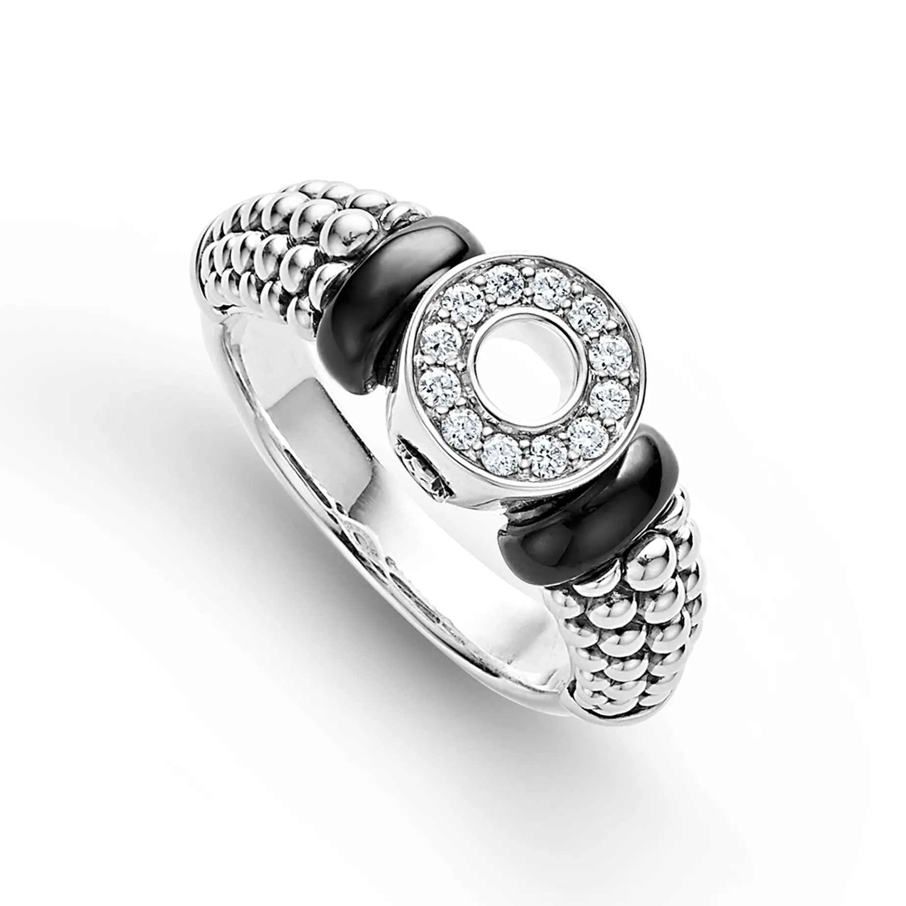 Ceramic and Diamond Circle Ring