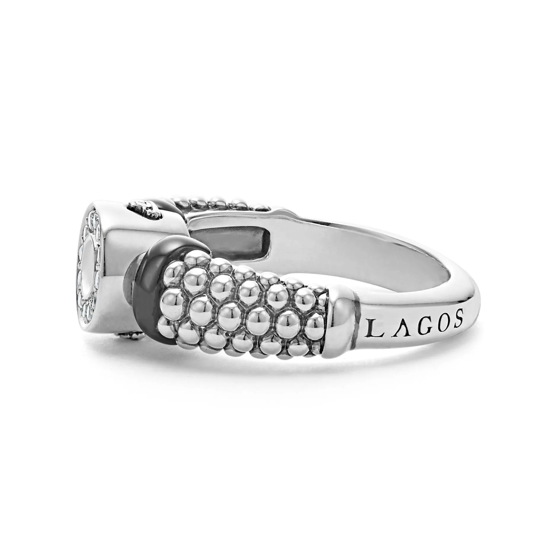 Ceramic and Diamond Circle Ring