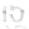 Ceramic and Diamond Hoop Earrings
