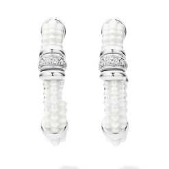 Ceramic and Diamond Hoop Earrings