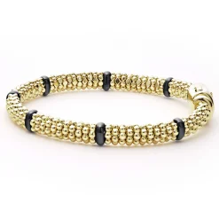 Ceramic and 18K Gold Caviar Bracelet | 6mm