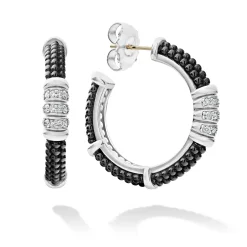 Ceramic Beaded Diamond Hoop Earrings