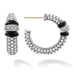Ceramic Caviar Diamond Hoop Earrings