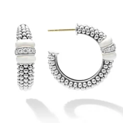 Ceramic Caviar Diamond Hoop Earrings