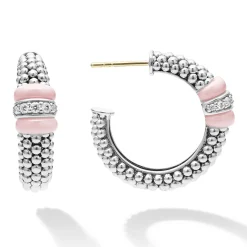 Ceramic Caviar Diamond Hoop Earrings