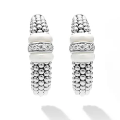 Ceramic Caviar Diamond Hoop Earrings