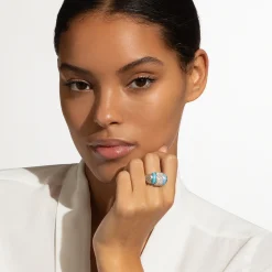 Ceramic Caviar Diamond Statement Ring