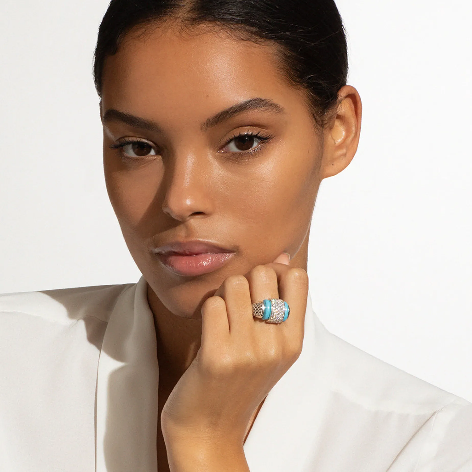 Ceramic Caviar Diamond Statement Ring