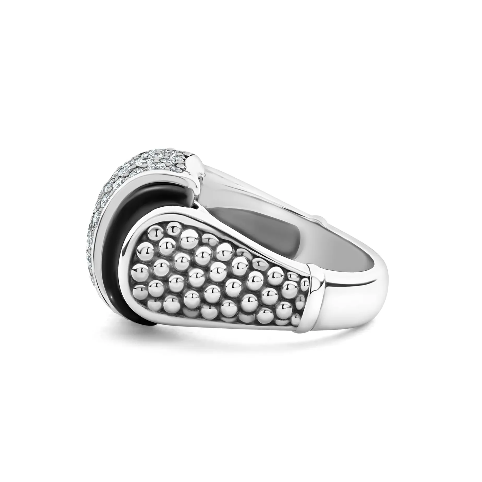Ceramic Caviar Diamond Statement Ring
