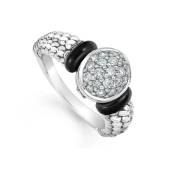 Circle Ceramic Caviar Diamond Ring