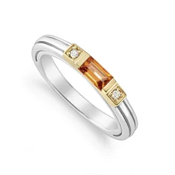 Citrine and Diamond Stacking Ring