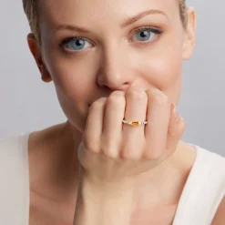 Citrine Stacking Ring with Diamonds