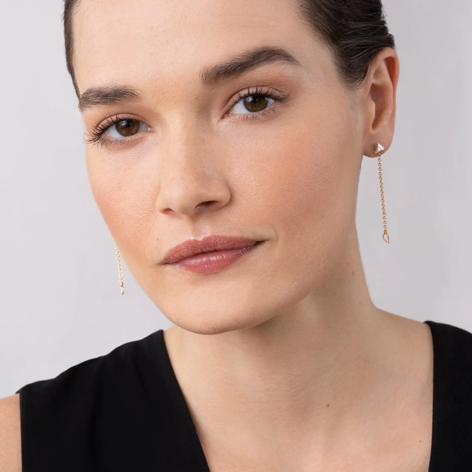 Convertible Chain Diamond Stud Earrings