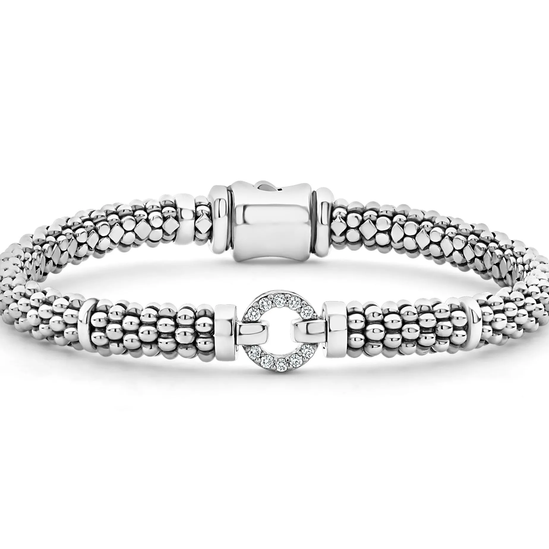 Diamond Circle Caviar Bracelet | 6mm
