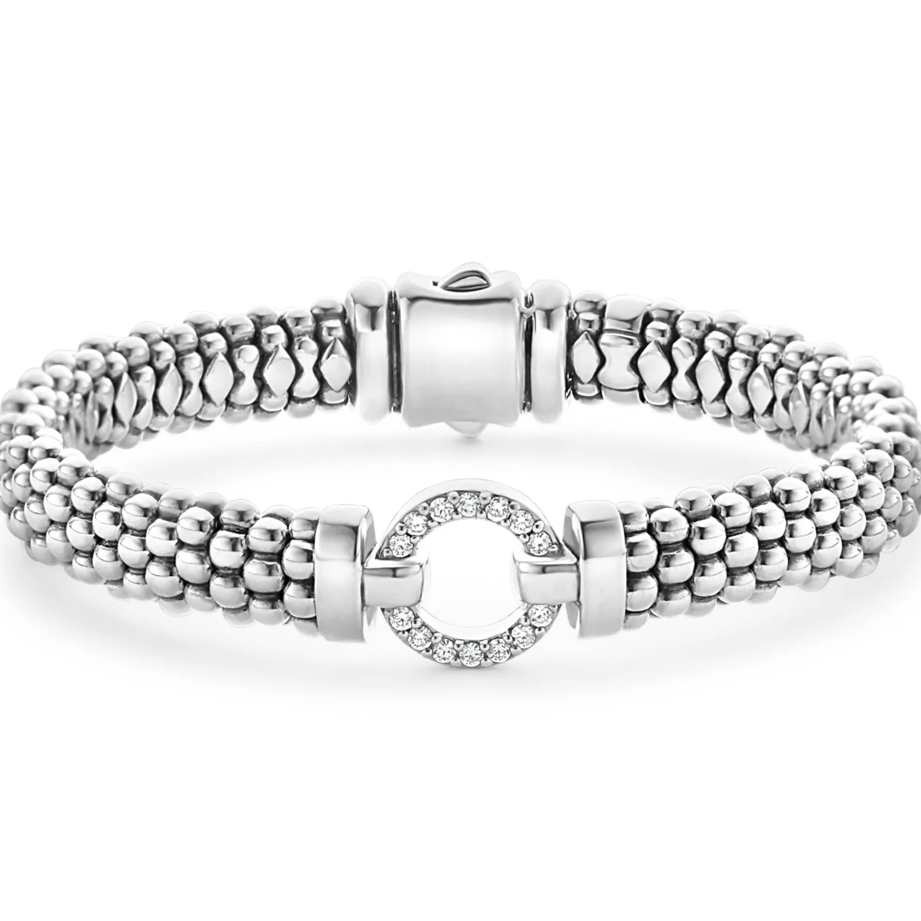 Diamond Circle Caviar Bracelet | 9mm