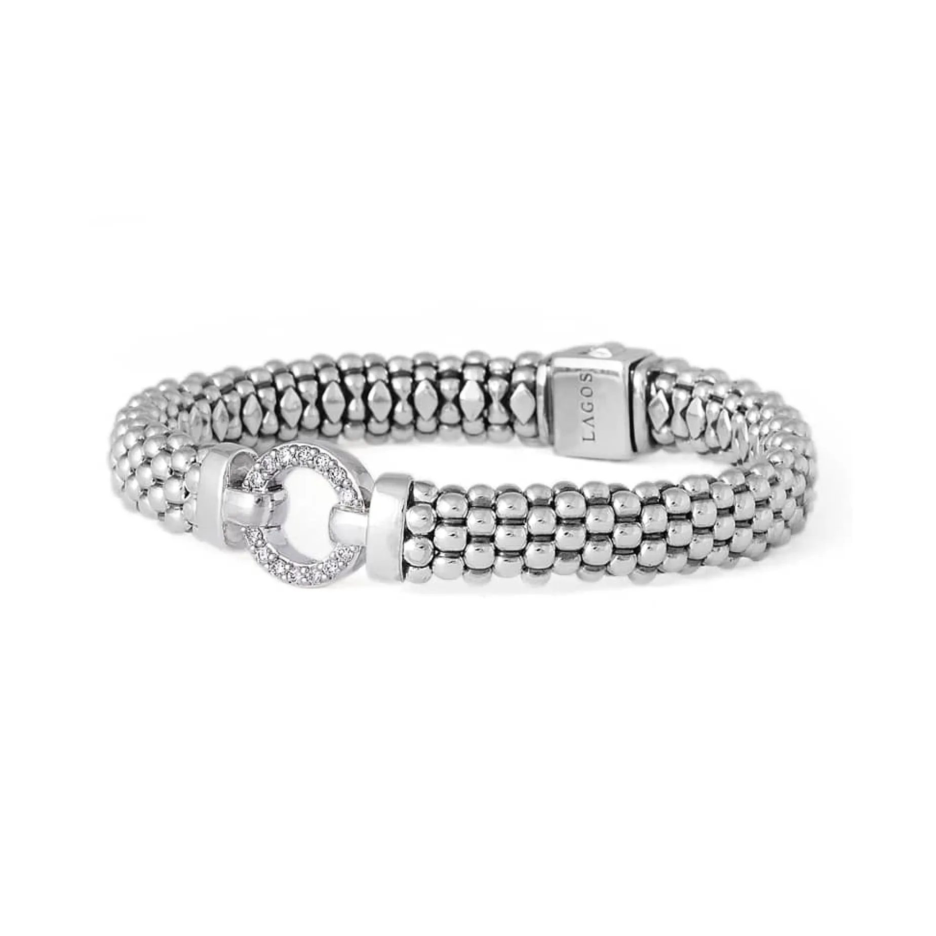 Diamond Circle Caviar Bracelet | 9mm