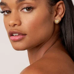 Diamond Heart Stud Earrings