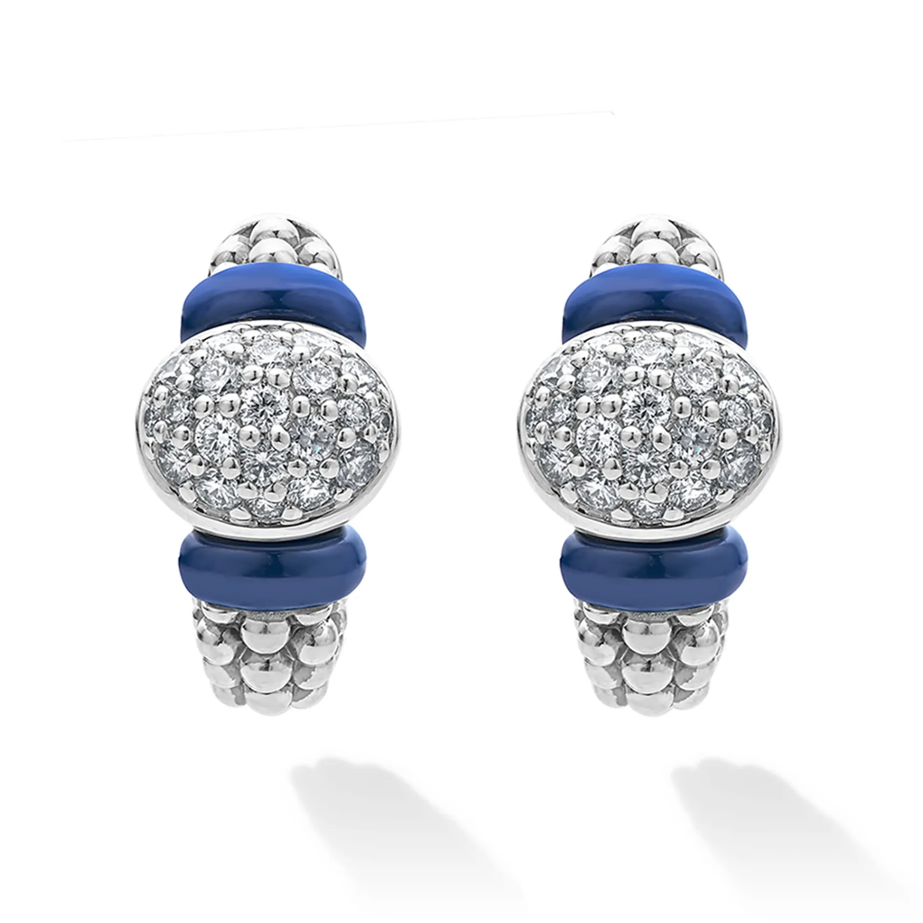 Diamond Oval Ceramic Hoop Earrings