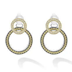 Double Circle Diamond Drop Earrings