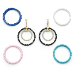 Double Circle 18K Gold and Diamond Earring Set